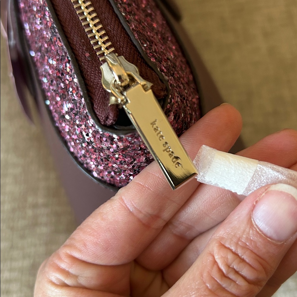 Kate Spade Flash Mixed Media Glitter Tote in Cherrywood-NWT - Picture 5 of 6